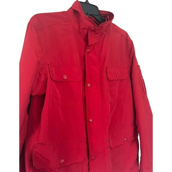 Banana Republic Men’s SZ M Four-Pocket Nylon Jacket Red Full Zip Snap Front - Picture 3 of 12